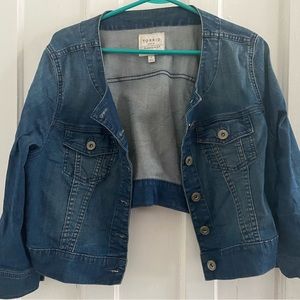 Torrid, cropped, 3/4 sleeve jean jacket. Super soft.